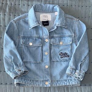 Zara Kids Disney Light Blue Denim Jacket with Fun Embroidery